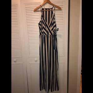 Long Striped Maxi Dress with 12 inch slit